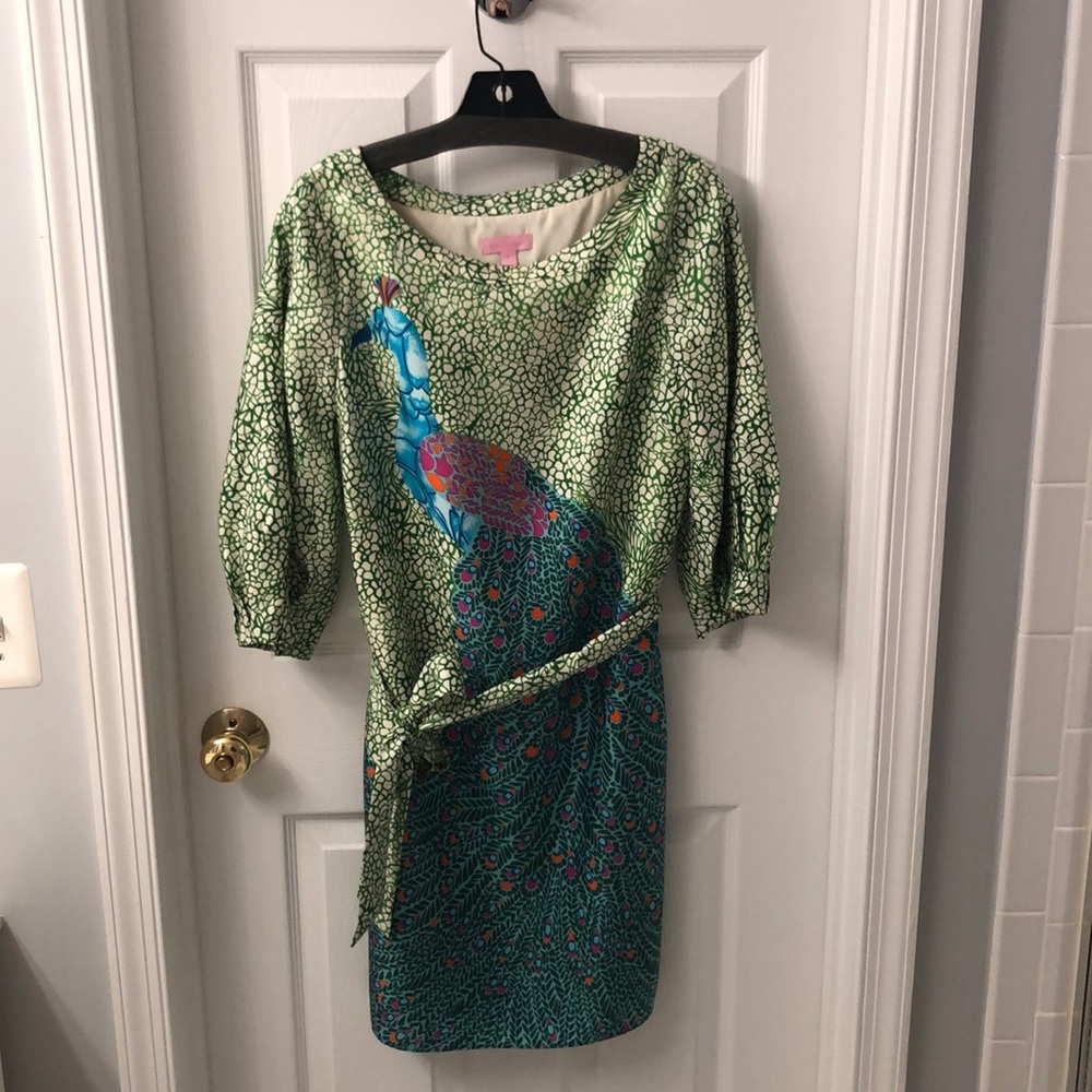 Lilly Pulitzer silk peacock dress - size 6